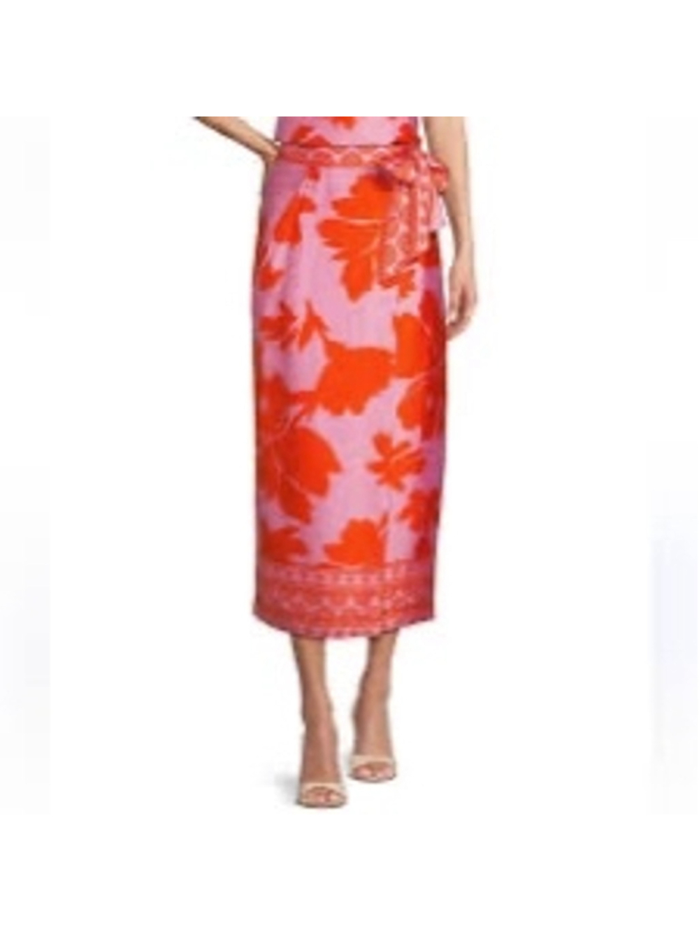 Antonio Melani Clio Tropical Wrap Skirt Size 12 Pink Orange